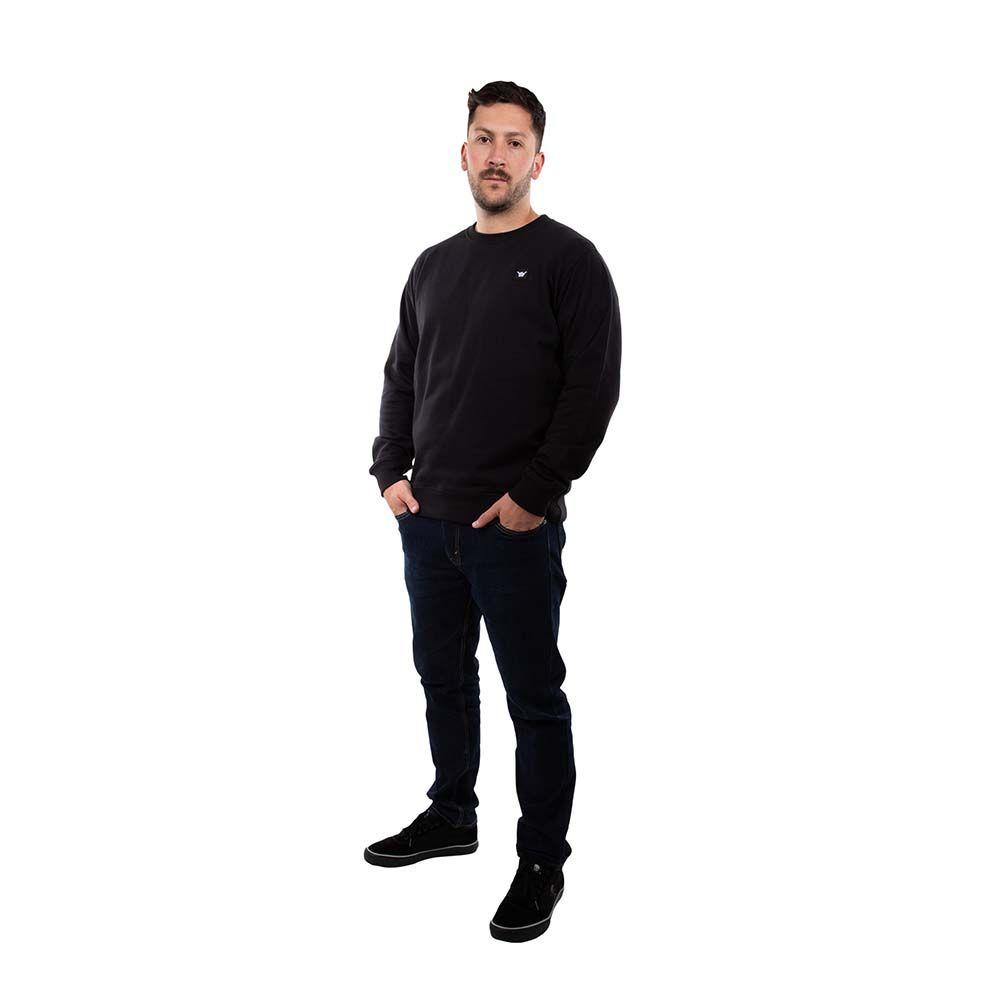 Poleron Hombre Crew Neck Minilogo Negro Hang Loose-5