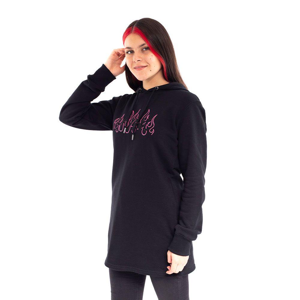 Polerón Hoodie Long Fit Mujer Unisex Spitfire Negro-4