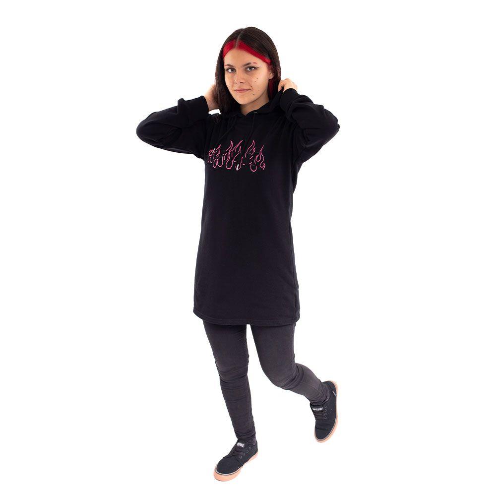 Polerón Hoodie Long Fit Mujer Unisex Spitfire Negro-5