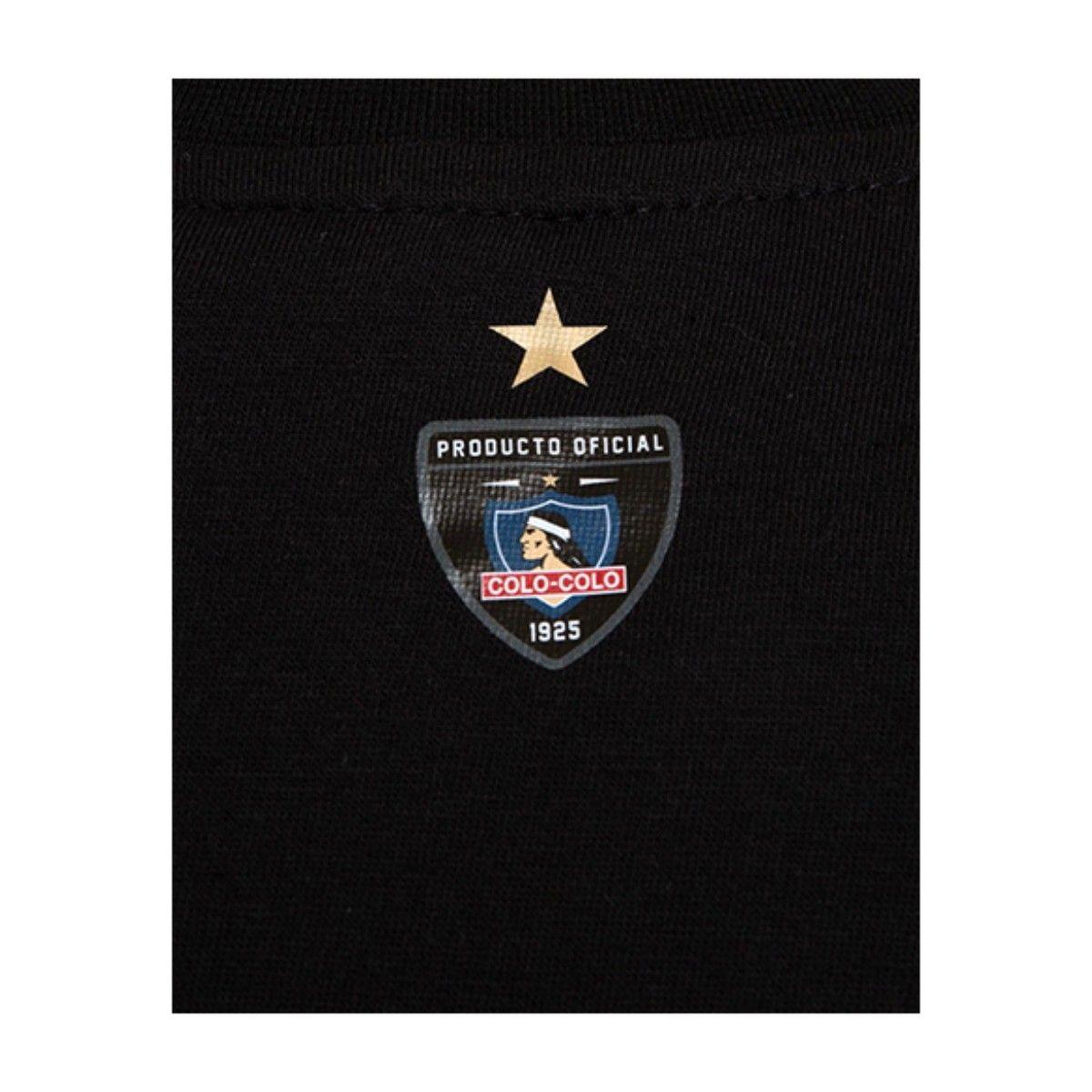 Polera Colo Colo Urbano Negra Escudo Plateado-3