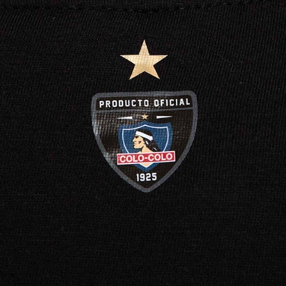 Polera Colo Colo Urbano Negra Escudo Plateado-4