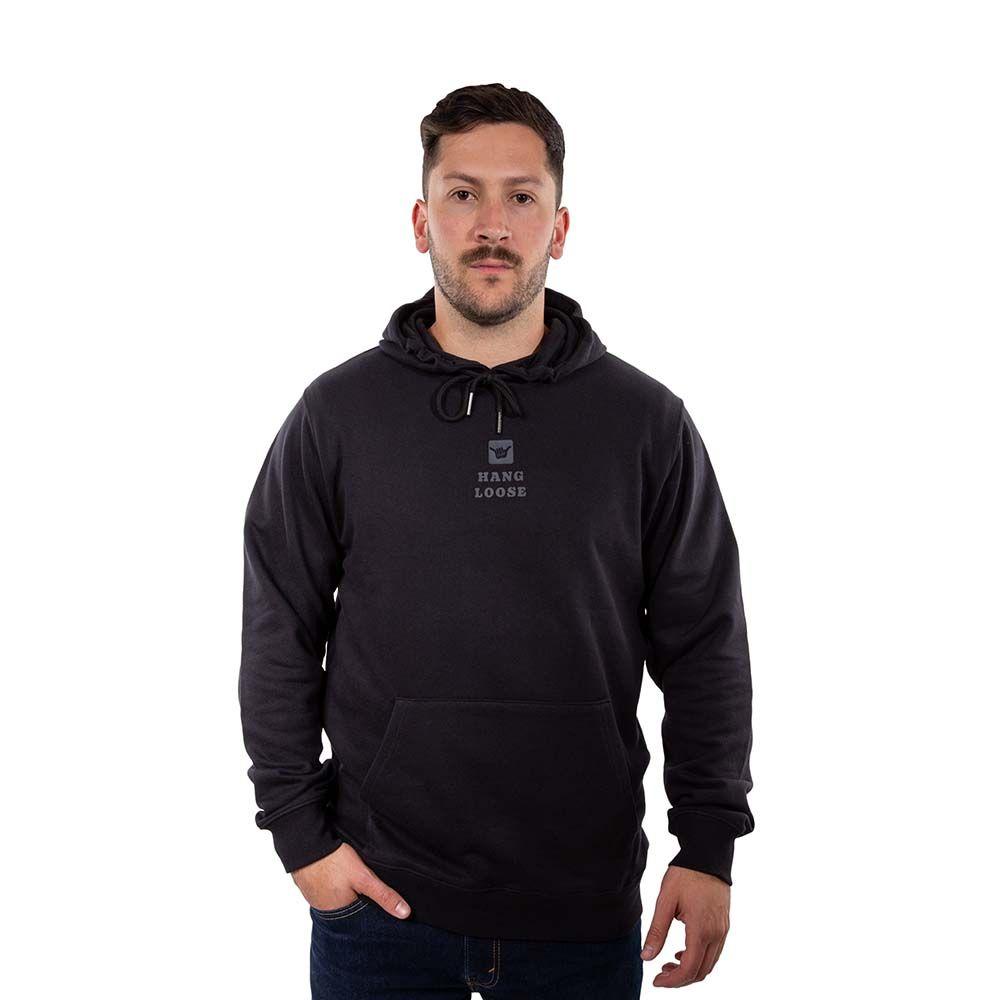 Poleron Hombre Hoodie Midlog Negro Hang Loose-0