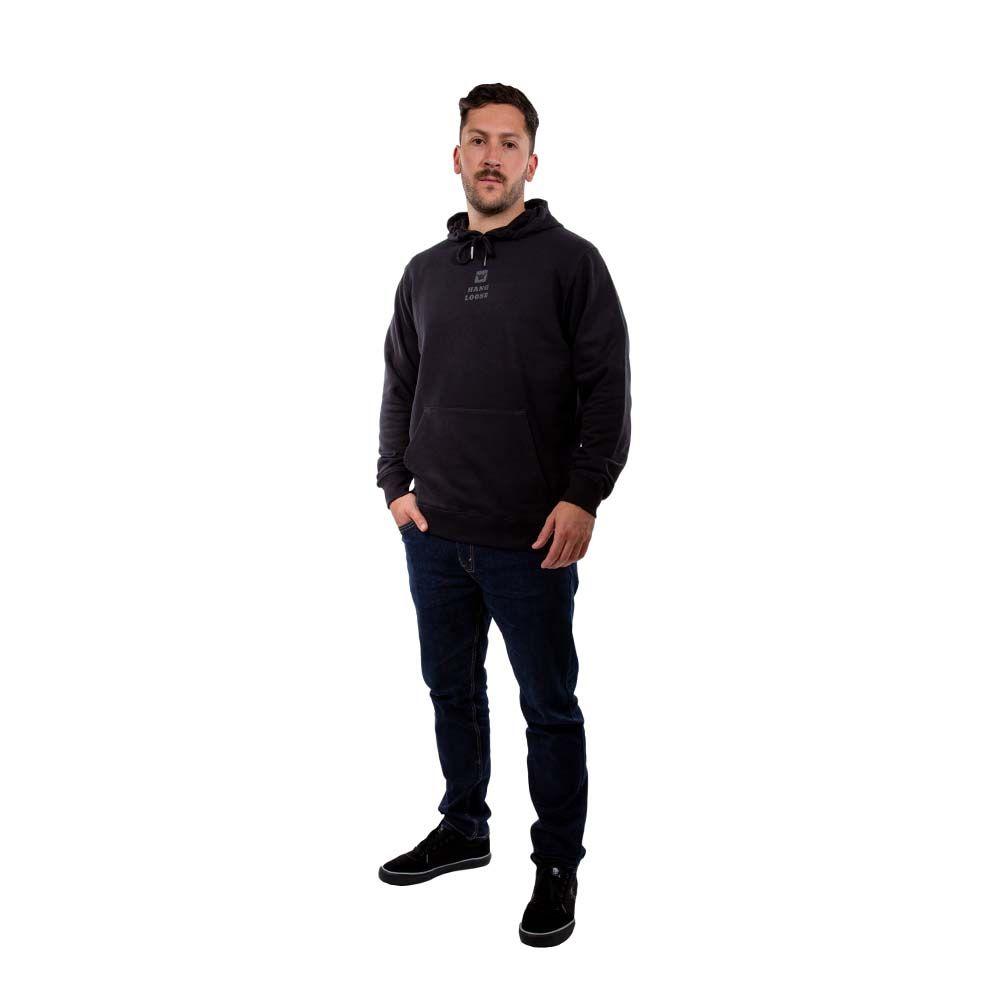 Poleron Hombre Hoodie Midlog Negro Hang Loose-5