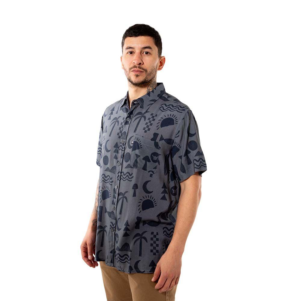 Camisa Guayabera Hombre Elements Gris Oscuro Hang Loose-4