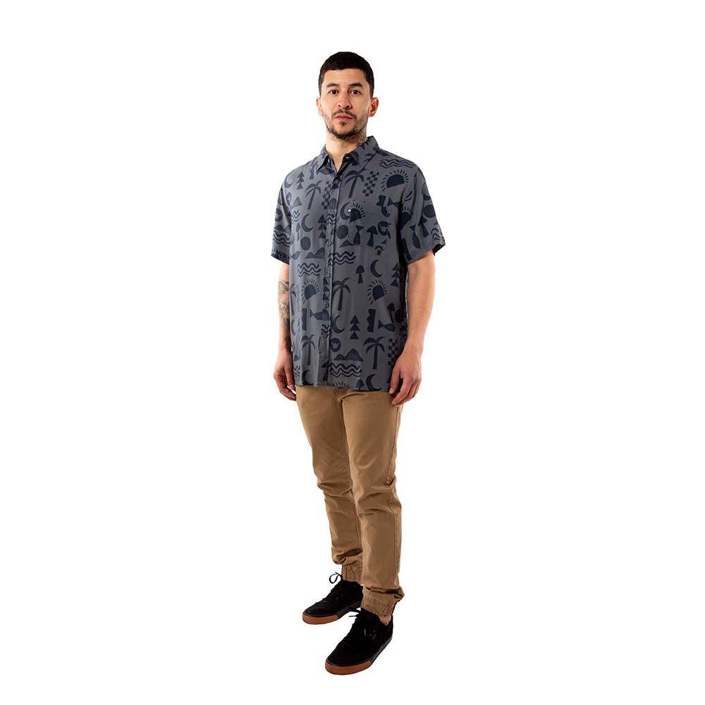 Camisa Guayabera Hombre Elements Gris Oscuro Hang Loose-5