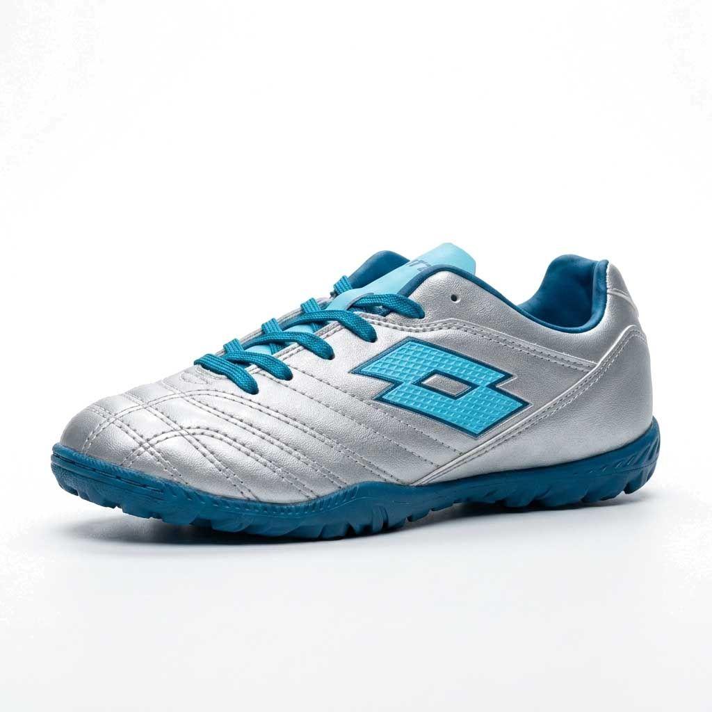 Zapatilla Baby Fútbol Niño Lotto Stadio 705 TF JR Gris Celeste-2