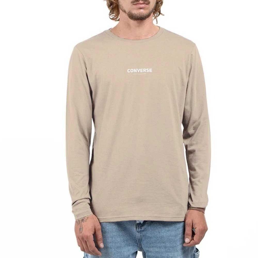 Polera Manga Larga Hombre Beige Line Converse-1