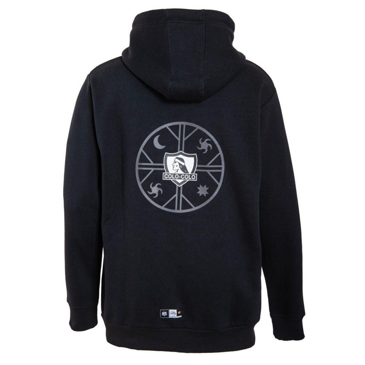 Poleron Colo Colo Urbano Hoodie Negro Kultrun Gris-2