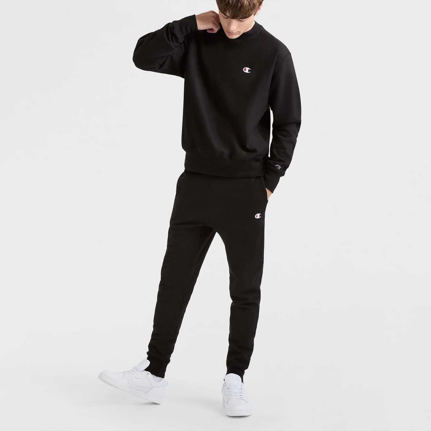 Poleron Hombre Crew Reverse Weave Champion Negro-2