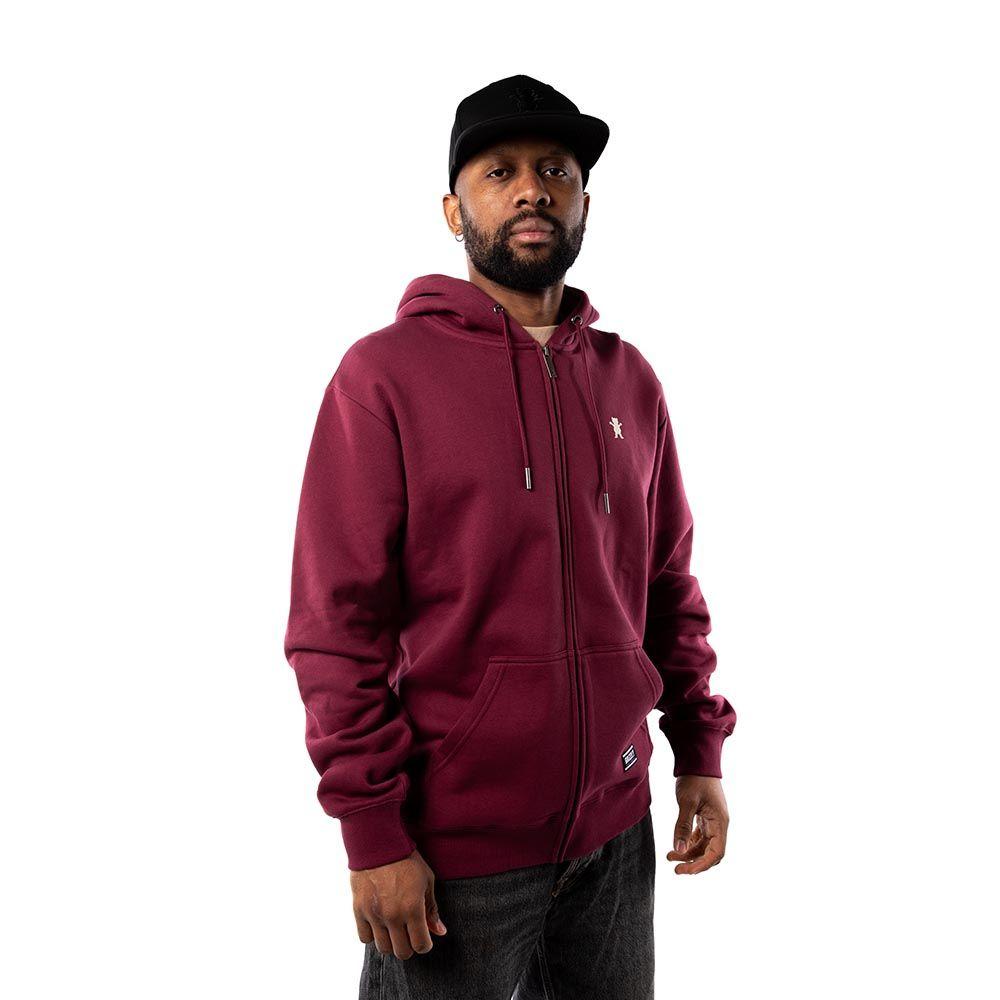 Polerón Full Zip Hombre Grizzly Griptape Embroidered OG Bear Burgundy-2