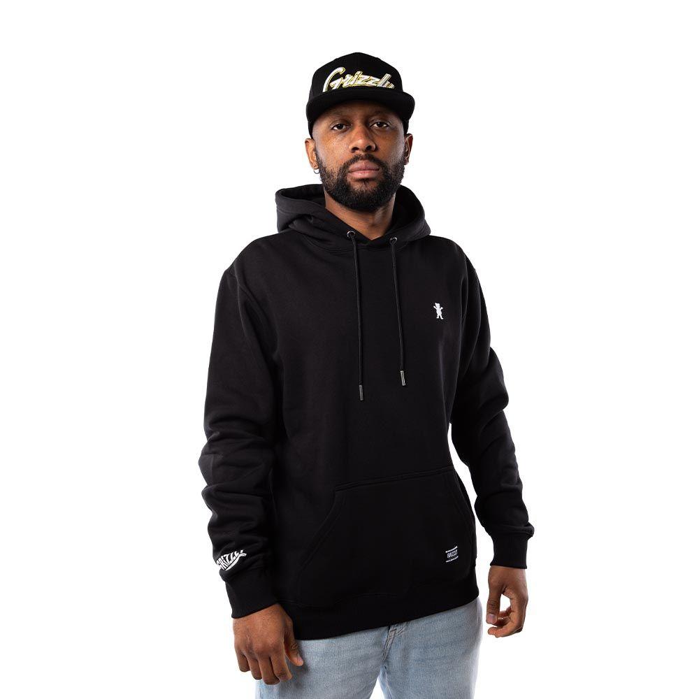 Polerón Hoodie Hombre Grizzly Griptape OG Bear Negro Blanco-4