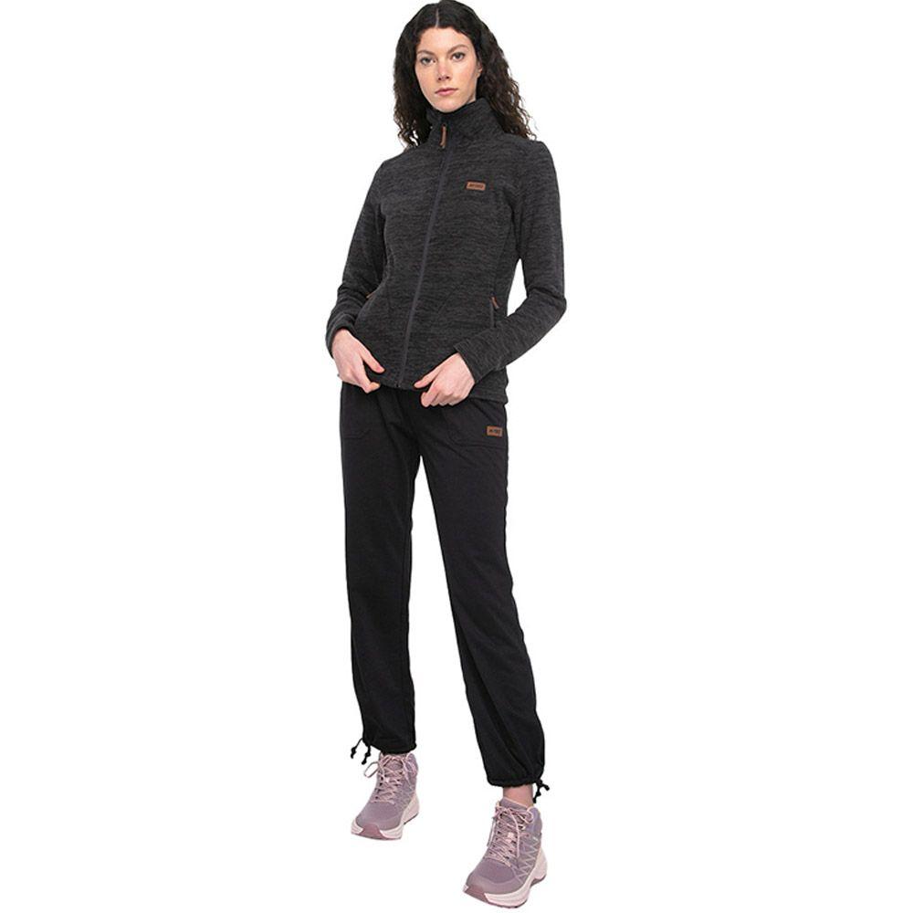 Polerón Polar Mujer HI-TEC Full Zipper Negro Melange-4