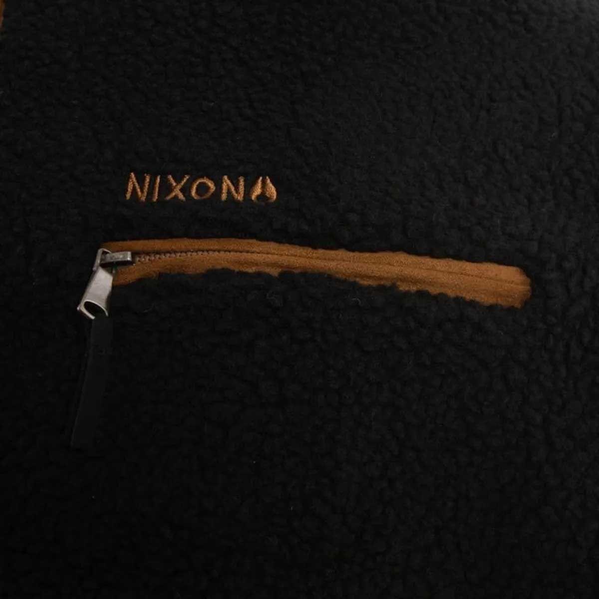 Polerón Hombre Nixon Sherpa Half Zip Negro Brown-3