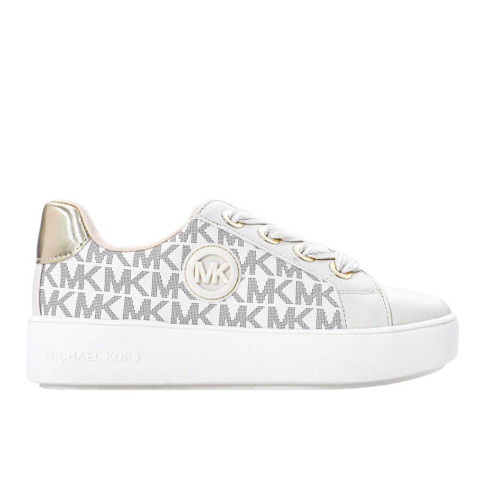 Zapatilla Mujer Michael Kors Jordana Audrey White Gold Originales-0