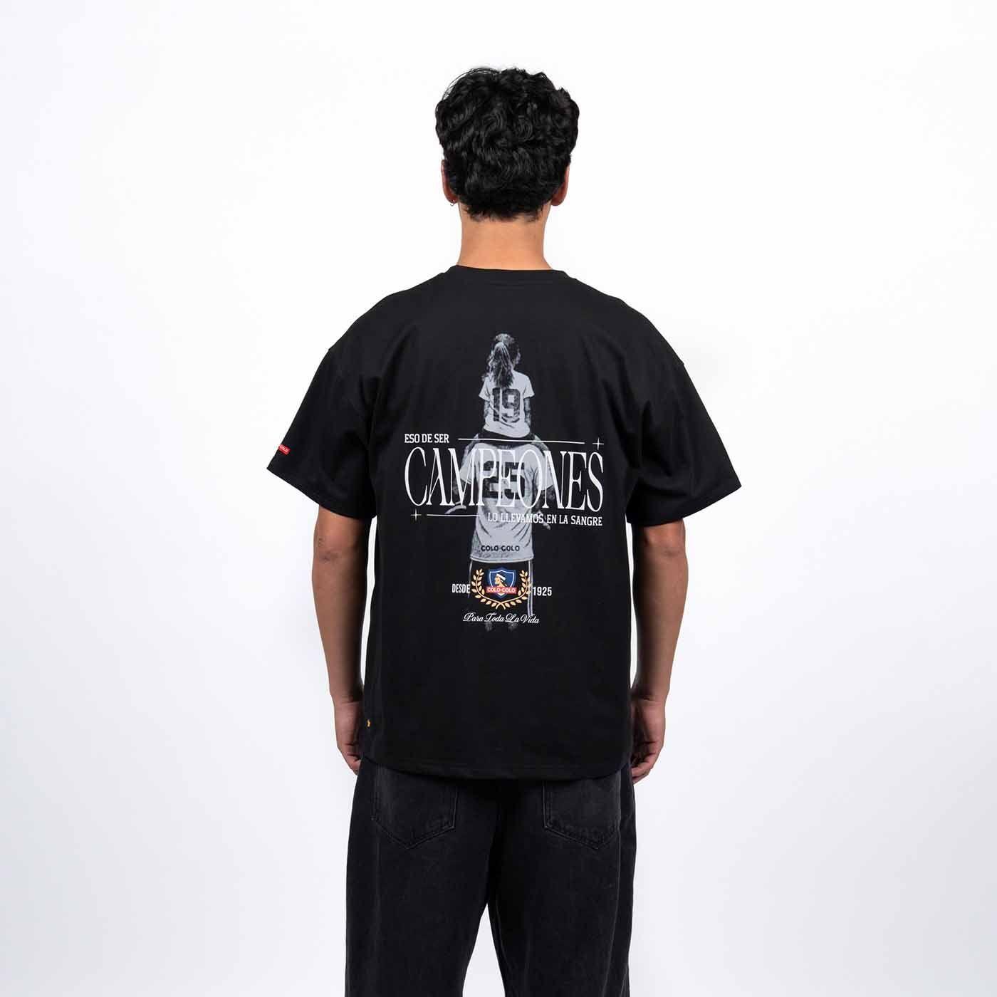 Polera Hombre Colo Colo Oversize "CAMPEONES" Negro-2