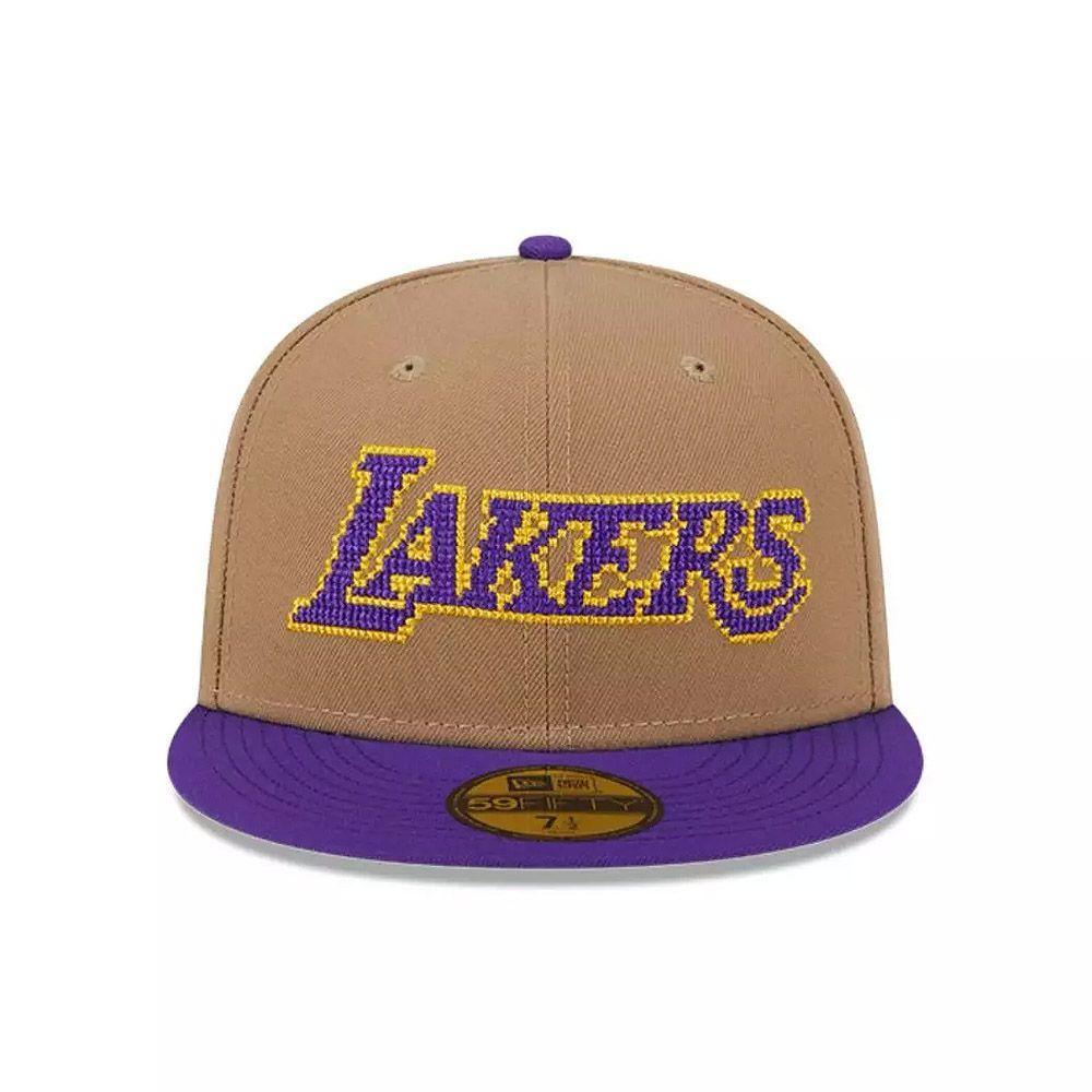 Jockey Gorra New Era 59Fifty Los Angeles Lakers NBA Classic Wordmark Beige-0