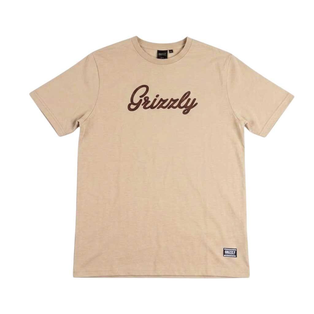 Polera Hombre Grizzly Griptape Print Script Logo Negro Beige-0