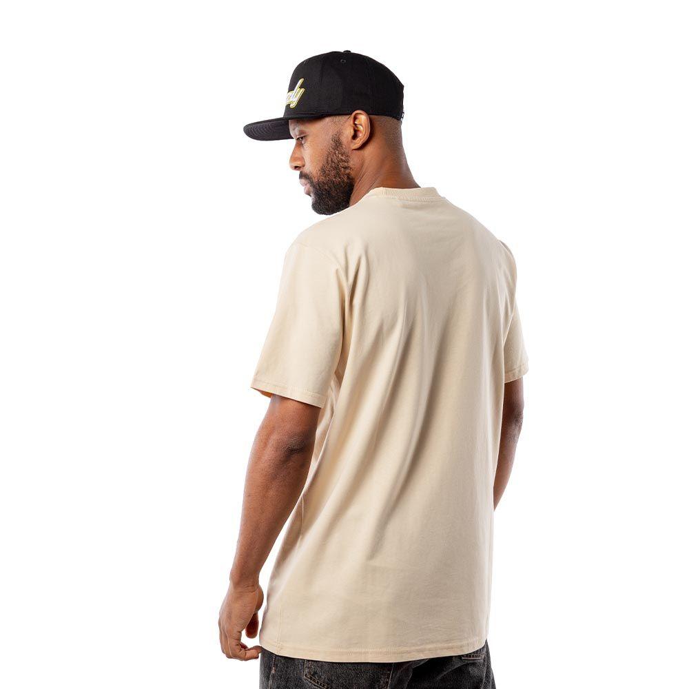 Polera Hombre Grizzly Griptape Print Script Logo Negro Beige-3