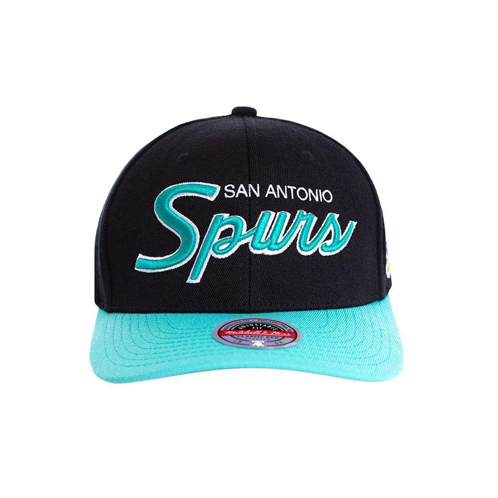 Gorro San Antonio Spurs Visera Curva Negro Turquoise Mitchell and Ness-0