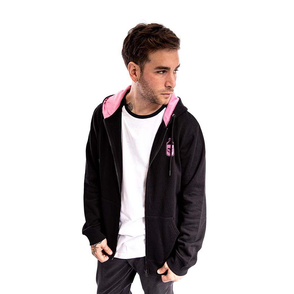 Polerón Full Zipper Death Formula Negro Rosa Jackass-1