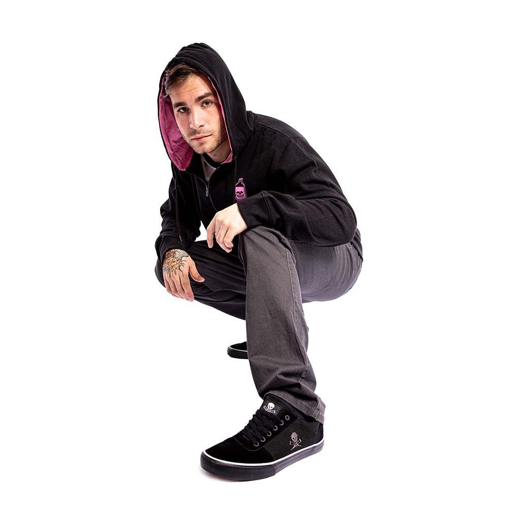 Polerón Full Zipper Death Formula Negro Rosa Jackass-4