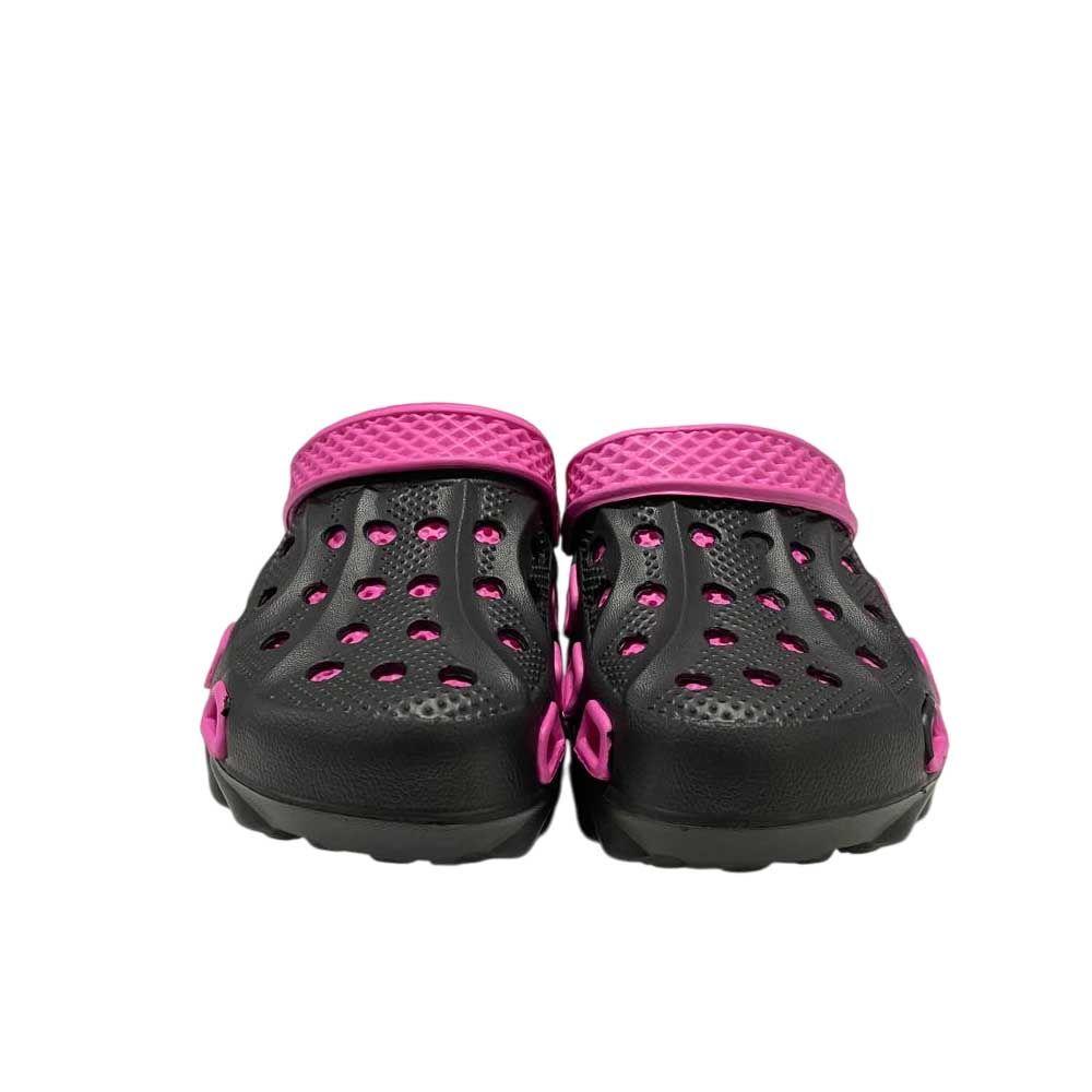 Sandalia Mujer Zueco Negro Fucsia Block-2