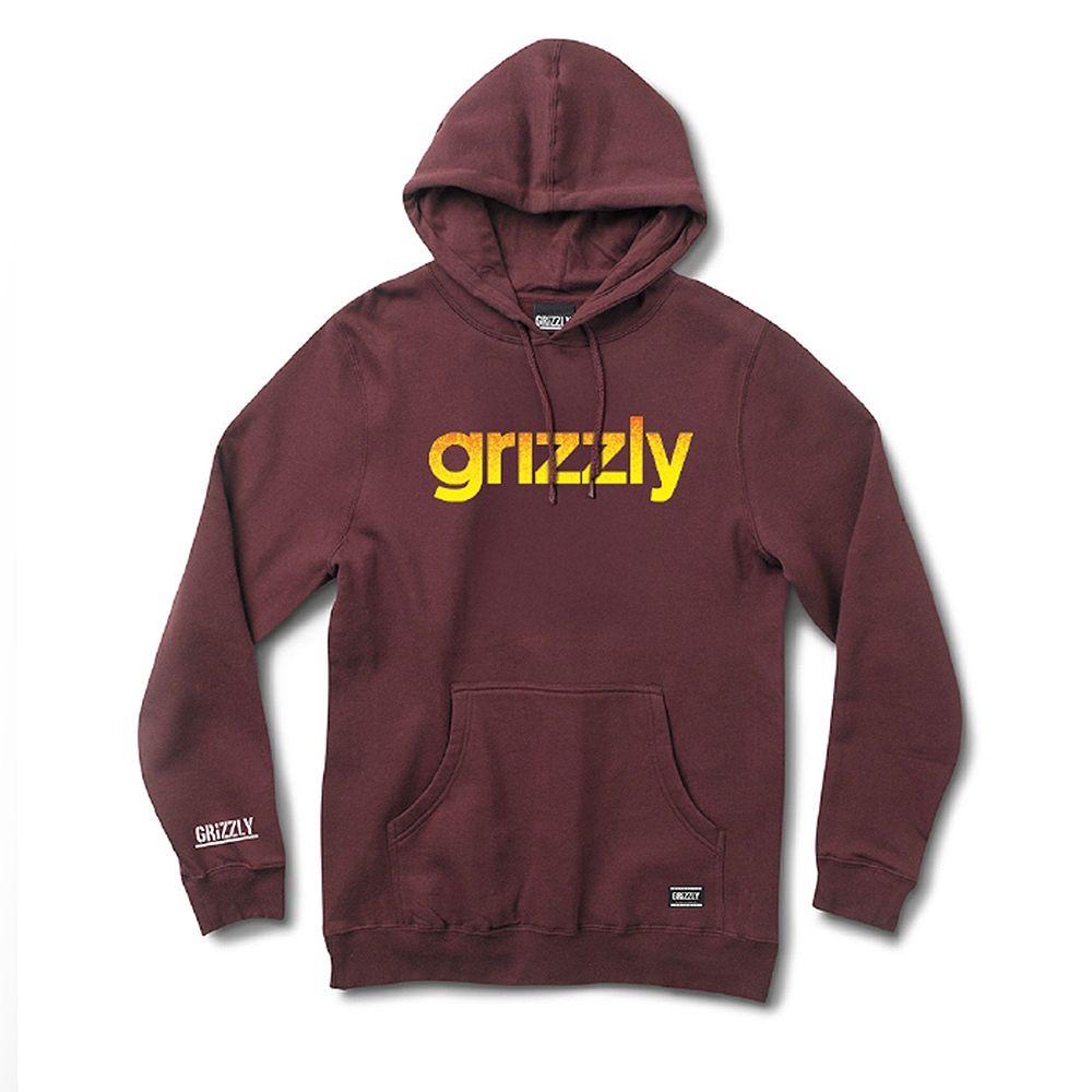 Poleron Hoodie Hombre Grizzly Griptape Lowercase Fadeaway Burdeo-0