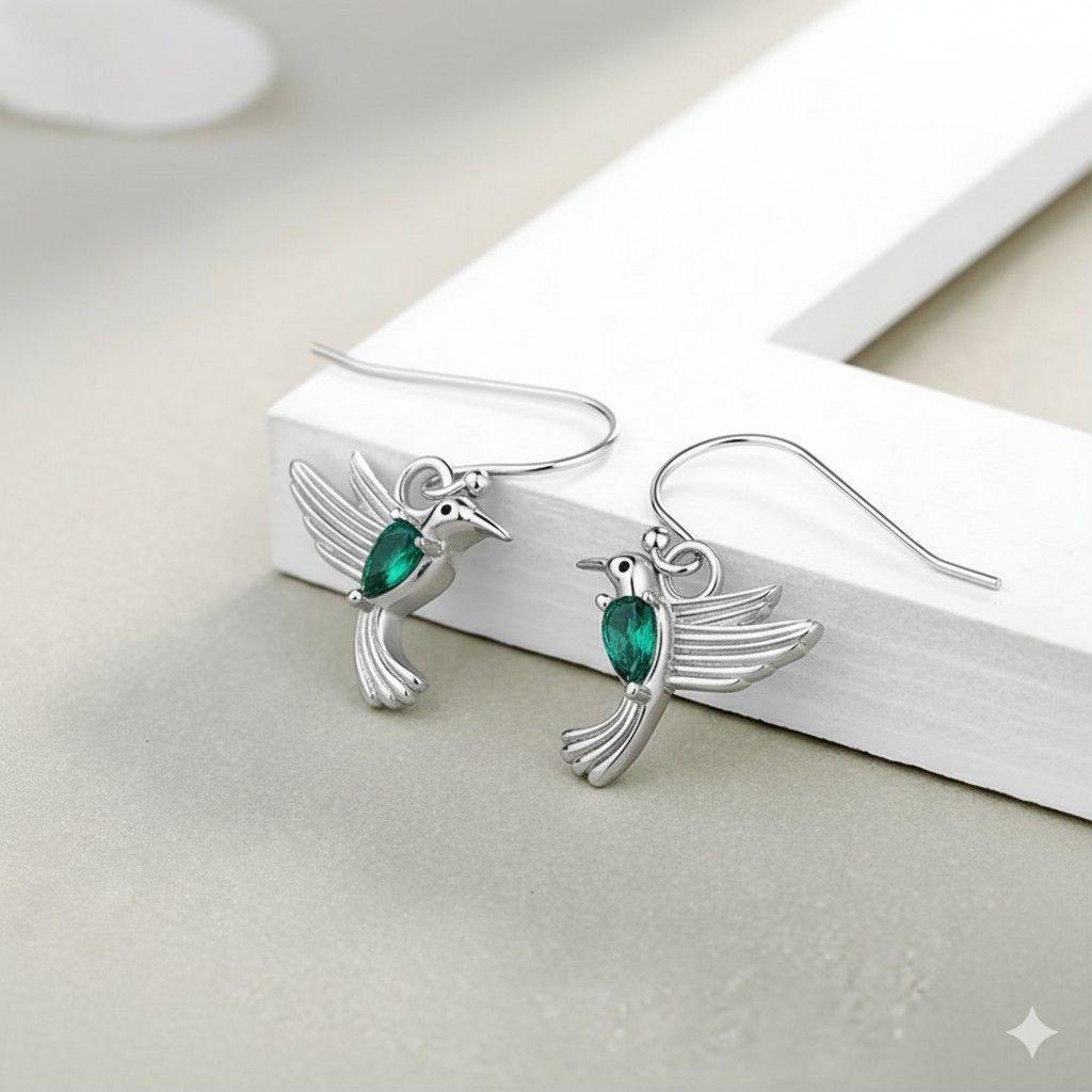 Aros Colgate Colibrí Ave Cristal Verde-3