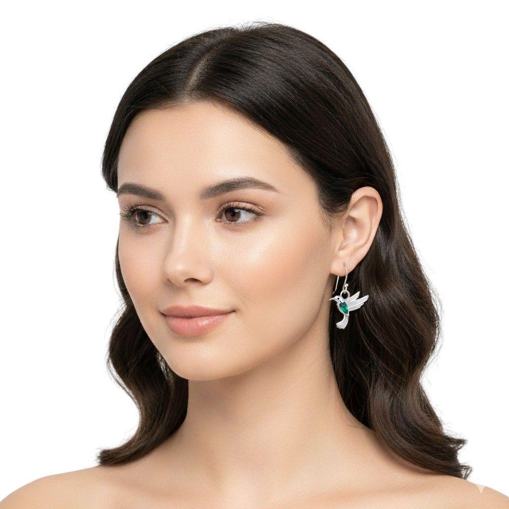 Aros Colgate Colibrí Ave Cristal Verde-5