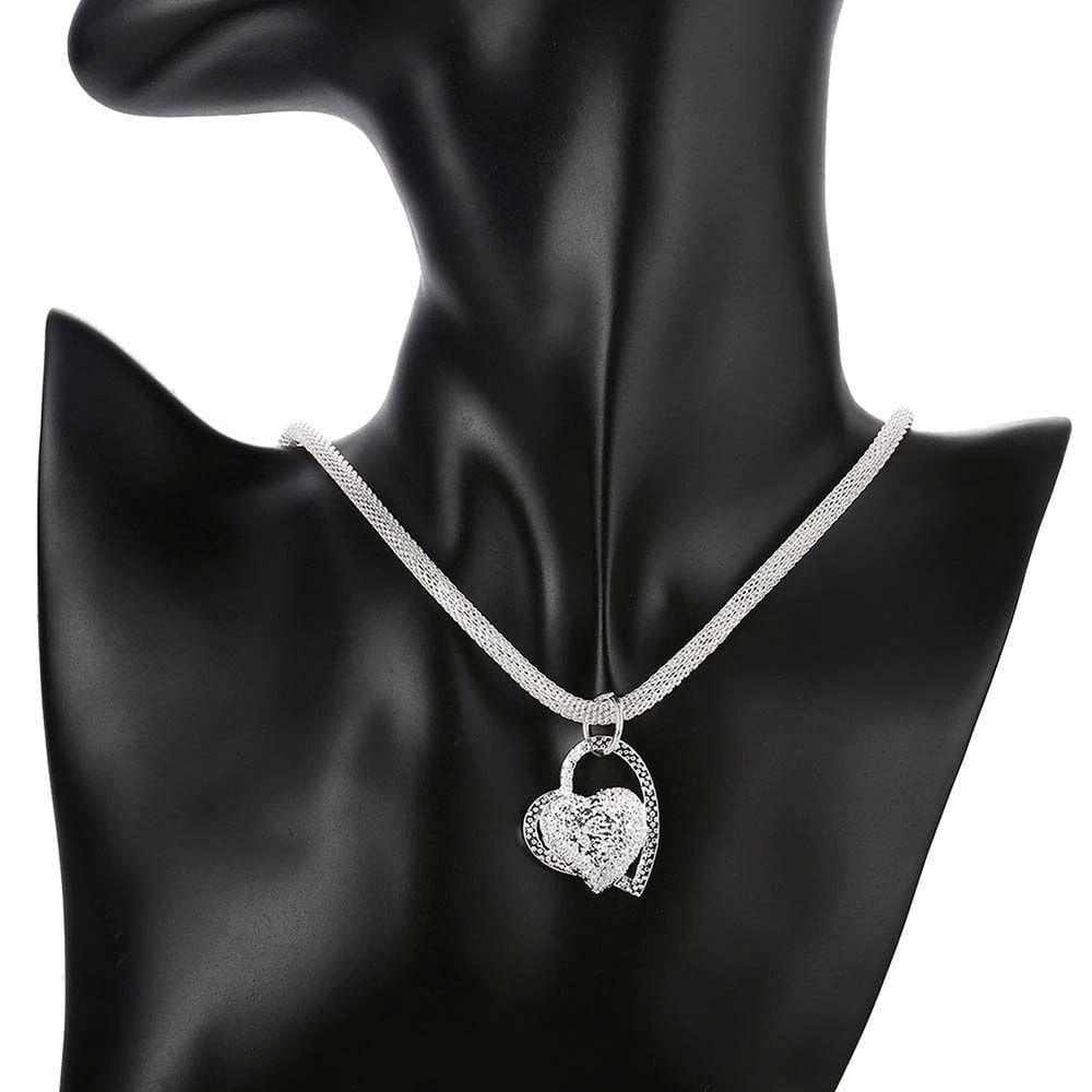 Collar Colgante Corazon Baño Plata 925-2