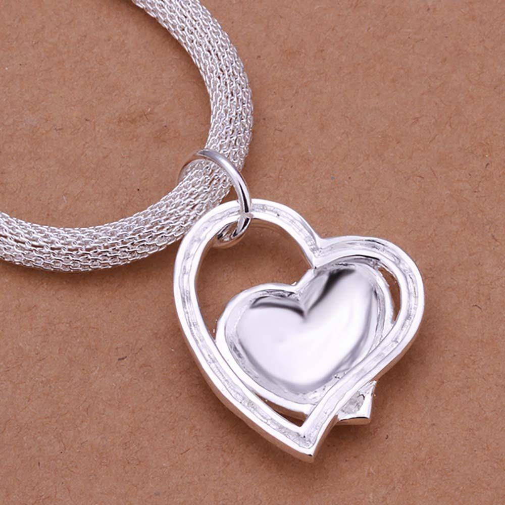 Collar Colgante Corazon Baño Plata 925-6