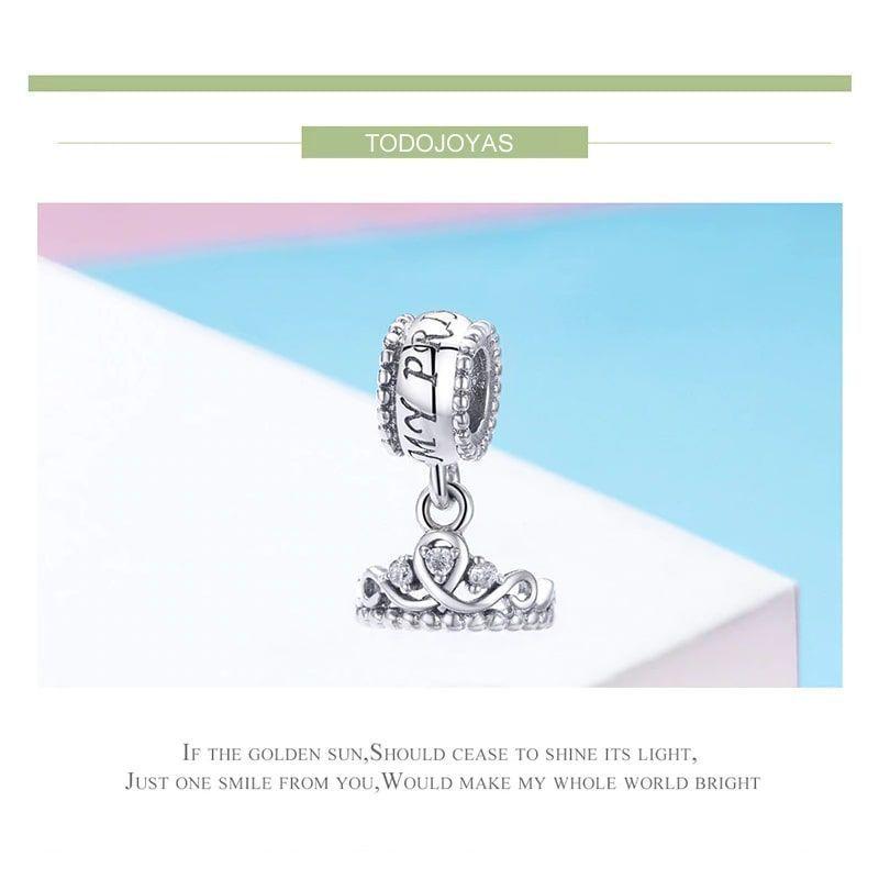 Charm Dije Plata 925 Corona Princesa Silver -2
