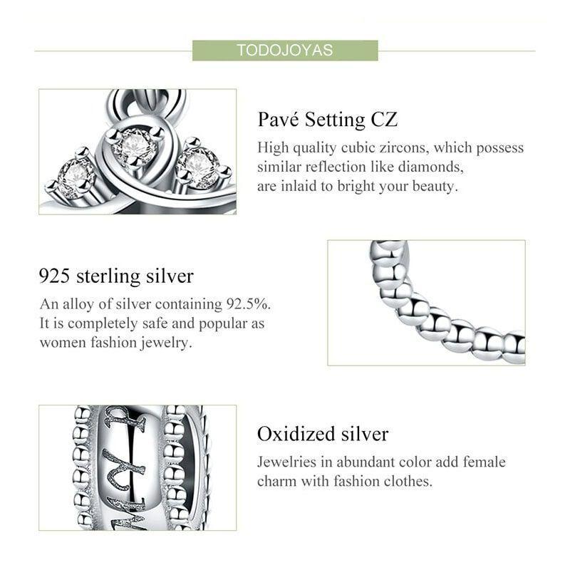 Charm Dije Plata 925 Corona Princesa Silver -5