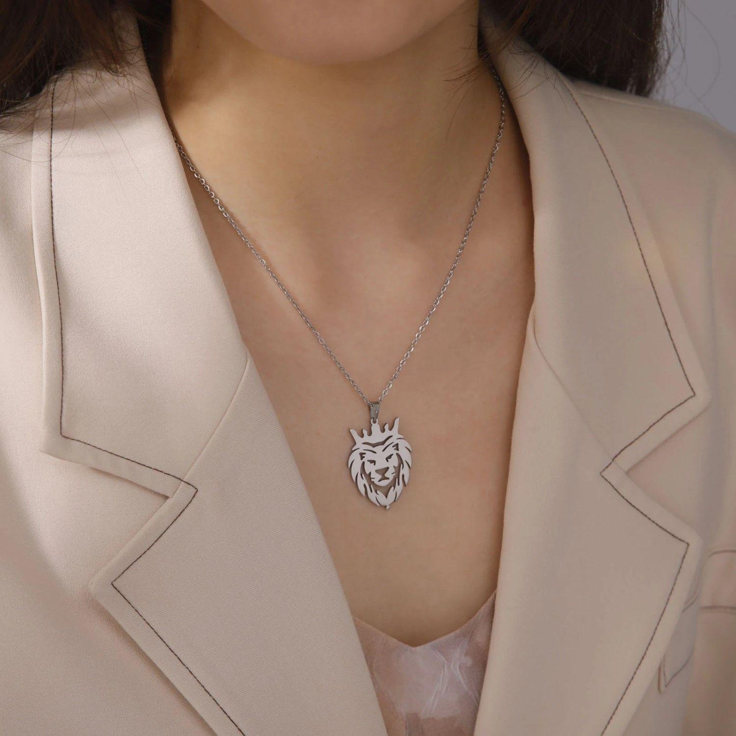 Cabeza León Corona King Acero-3