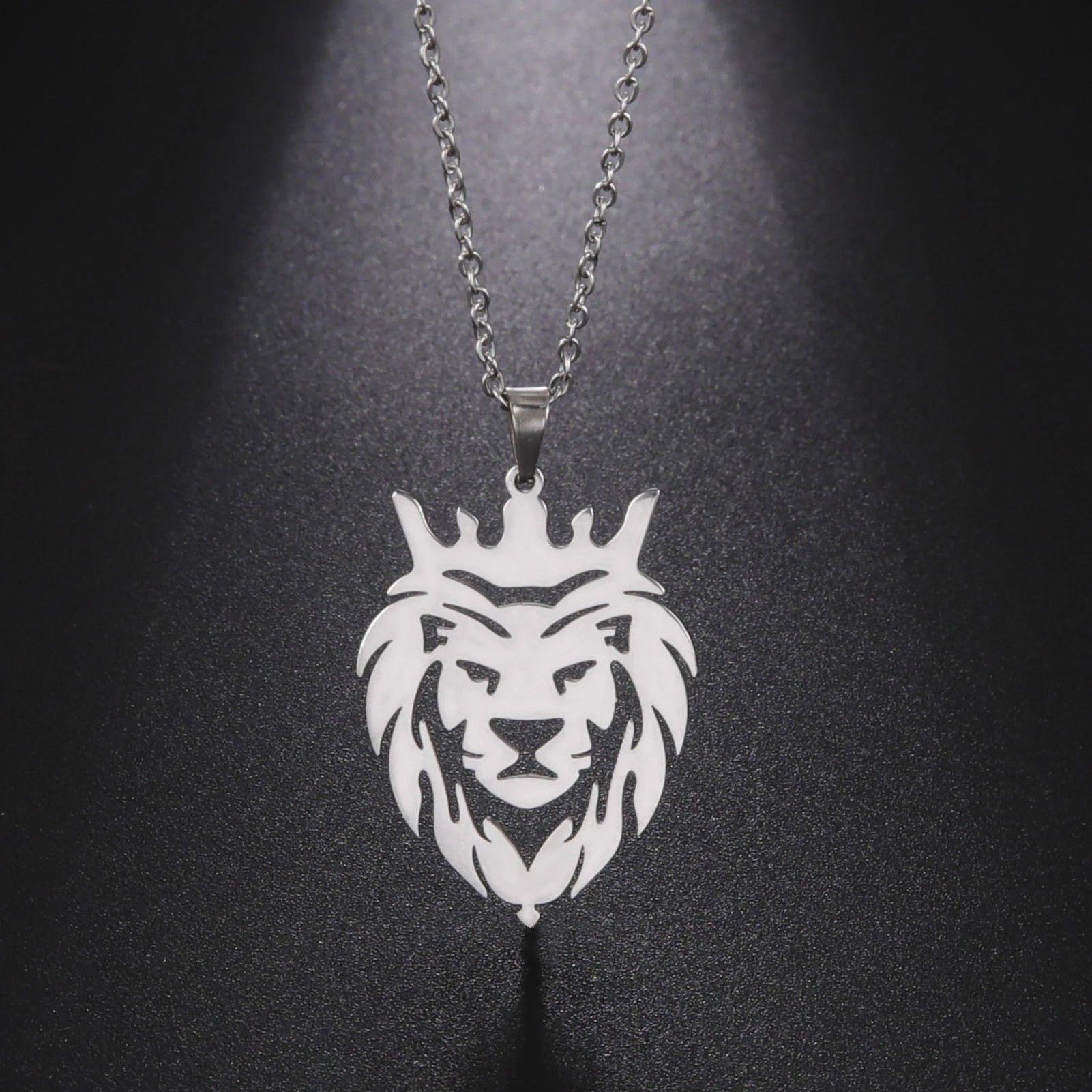 Cabeza León Corona King Acero-4