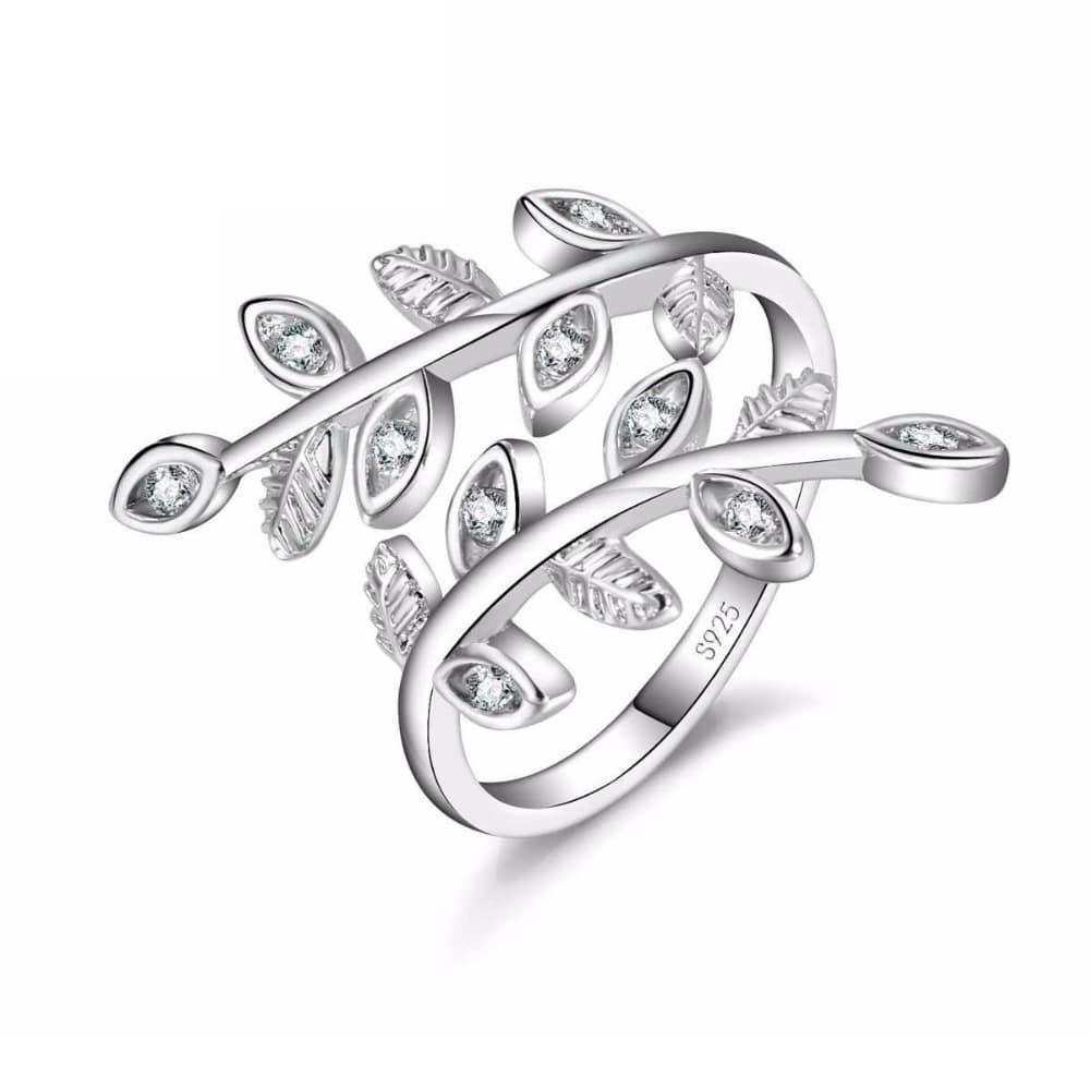 Anillo Hojas Circones Bañado Plata 925 Ajustable-0
