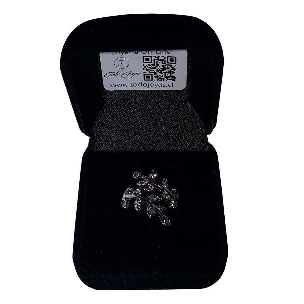 Anillo Hojas Circones Bañado Plata 925 Ajustable-1
