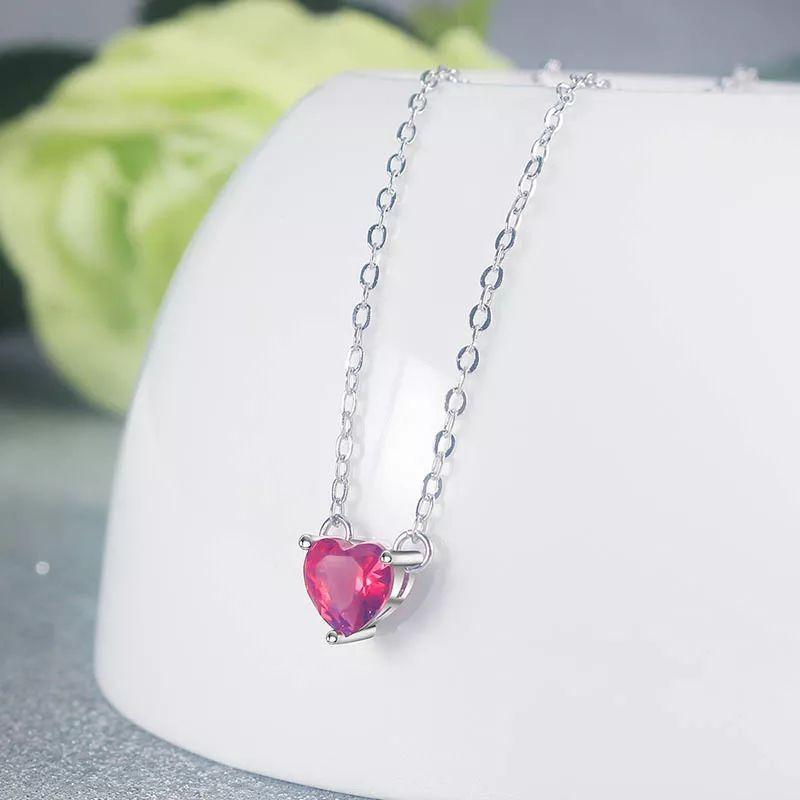 Collar Mini Corazon Cristal Rojo-2