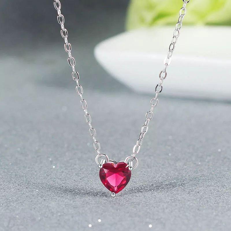 Collar Mini Corazon Cristal Rojo-3