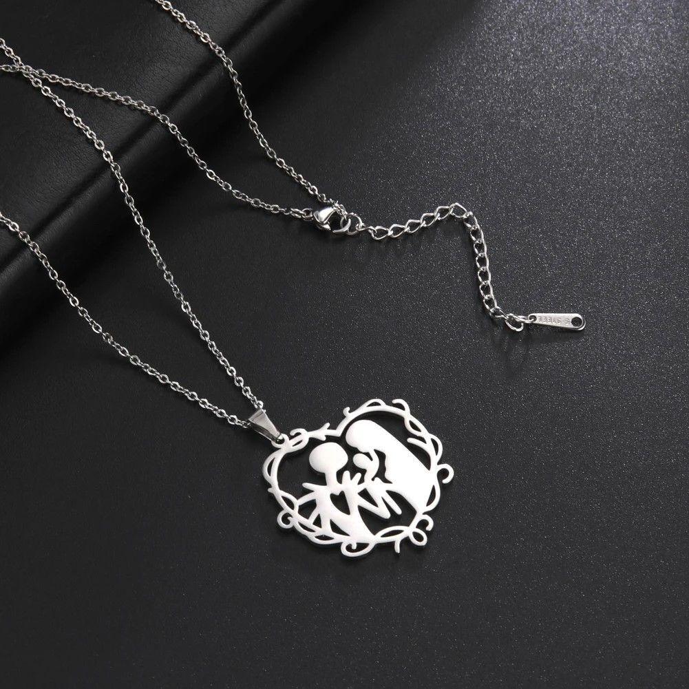 Collar Familia con Hijo Acero Plateado-2