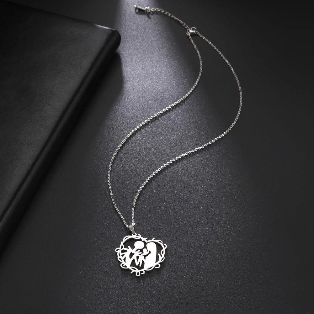 Collar Familia con Hijo Acero Plateado-3