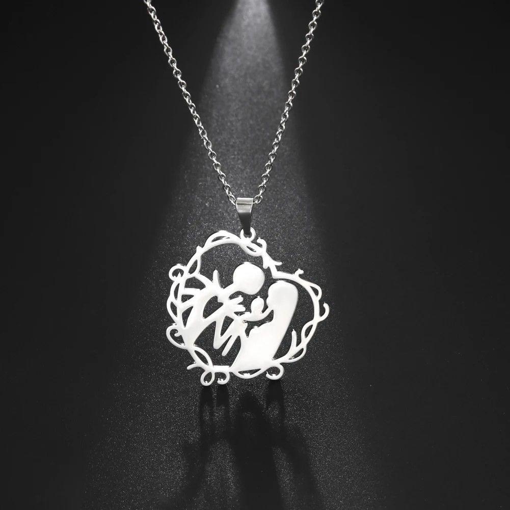 Collar Familia con Hijo Acero Plateado-4