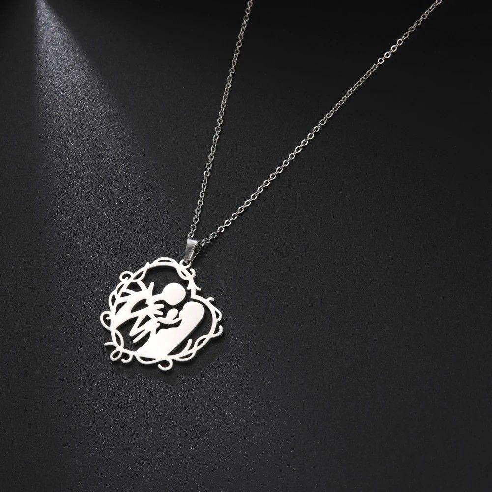 Collar Familia con Hijo Acero Plateado-7