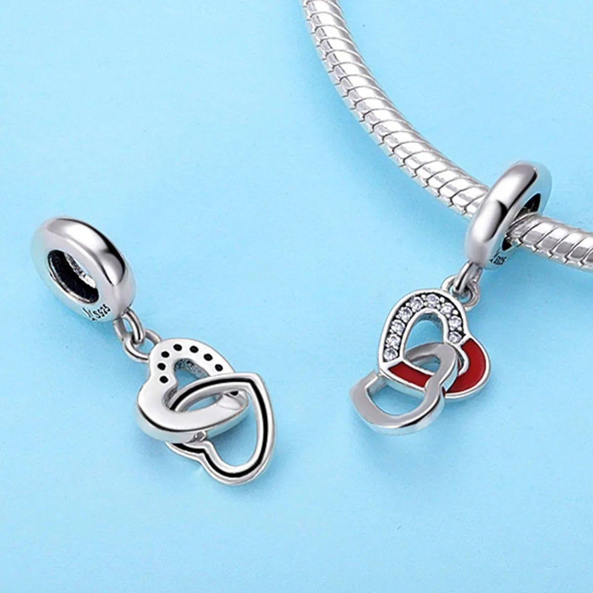 Charm Dije Plata 925 Corazon Entrelazados-4