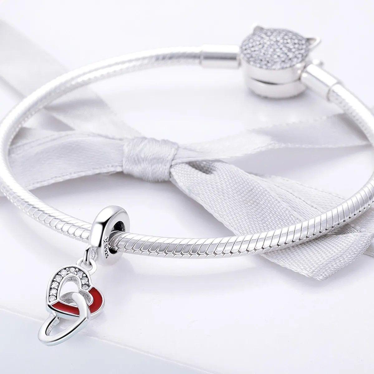 Charm Dije Plata 925 Corazon Entrelazados-5