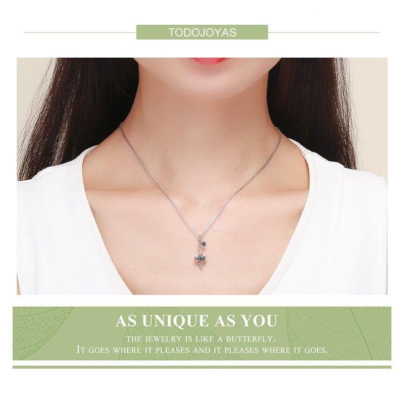 Charm Dije Plata 925 Flor Azul -5