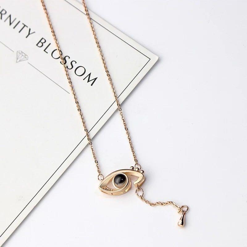 Collar Ojo Te Amo en 100 Idiomas Dorado -2