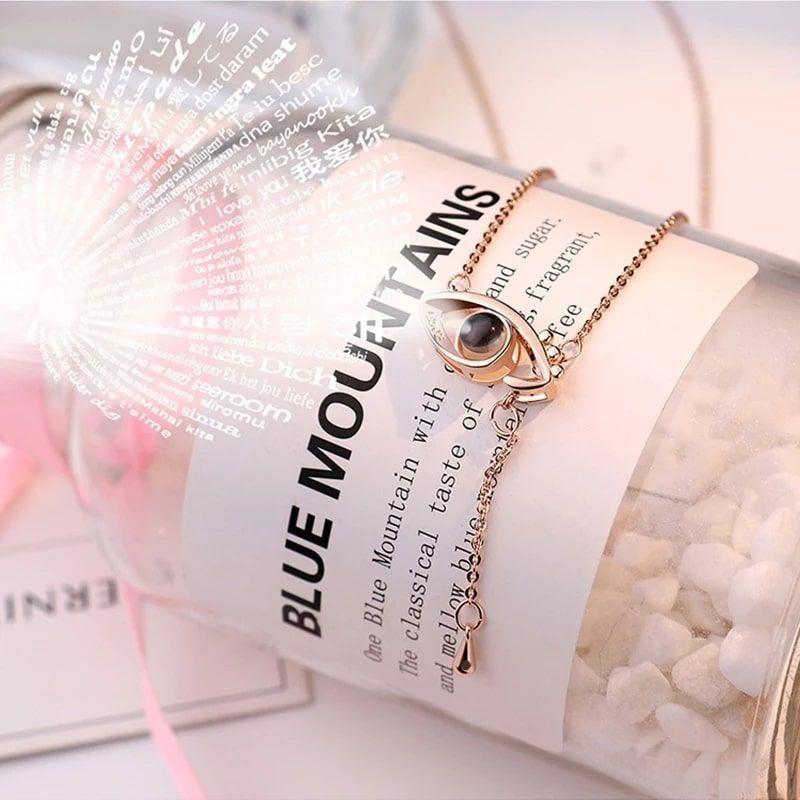 Collar Ojo Te Amo en 100 Idiomas Dorado -3