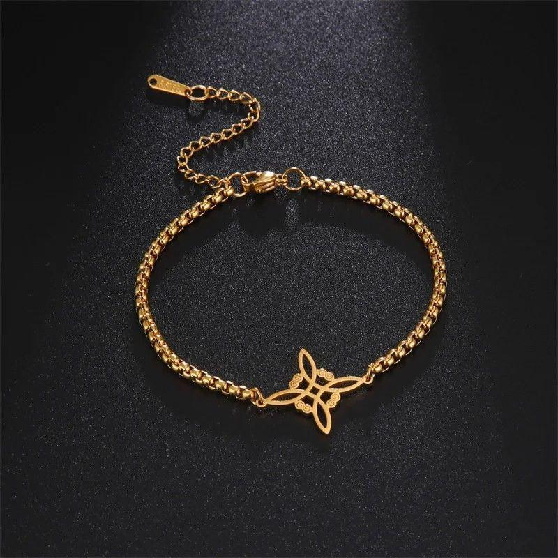 Pulsera Nudo de Bruja Celta Dorada Acero-6