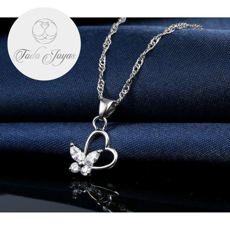Conjunto Corazon y Mariposa Baño Plata 925 -4